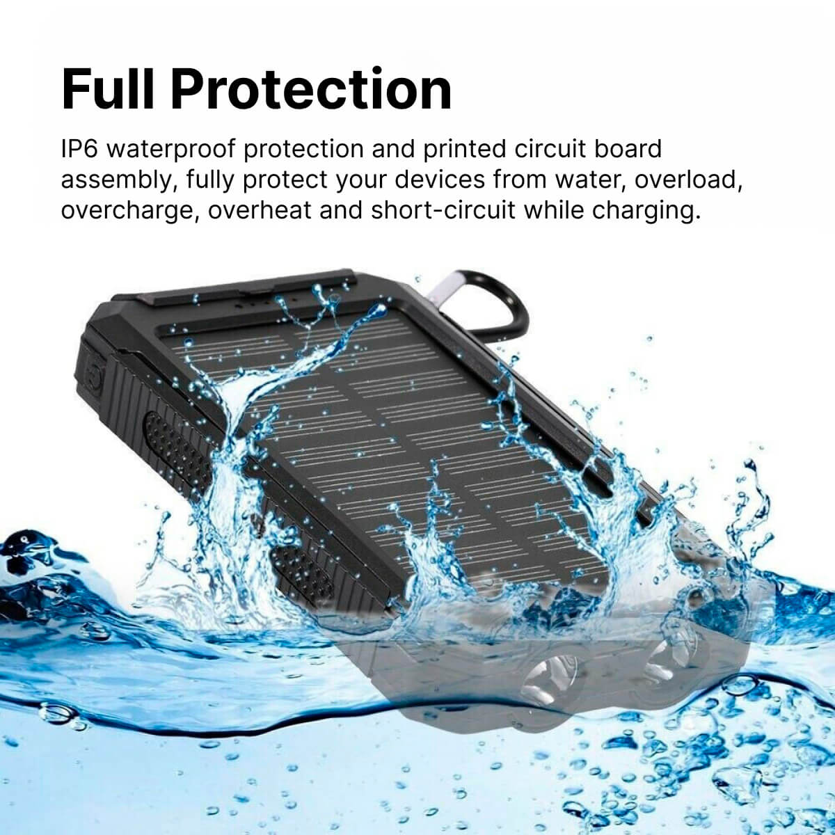 Solar Power Bank 20000mAh | Waterproof Dual USB Charger | LED Flashlight | Portable External Battery