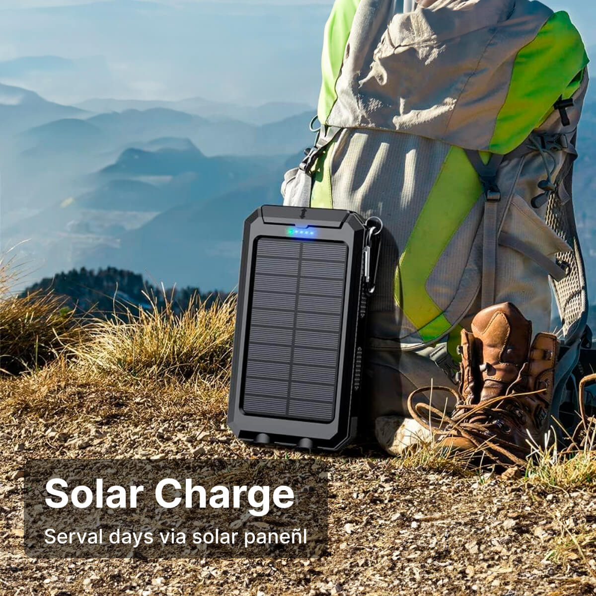 Solar Power Bank 20000mAh | Waterproof Dual USB Charger | LED Flashlight | Portable External Battery