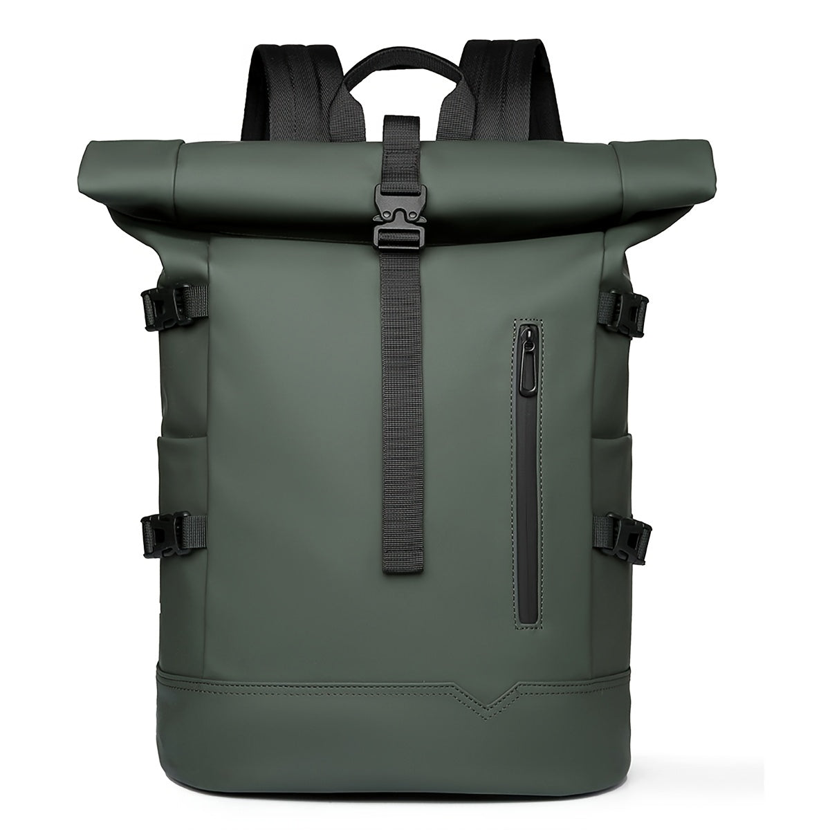 Black Roll-Top Backpack | 2025 Fashion Oxford Commuting Bag | Large Capacity Travel | Unisex