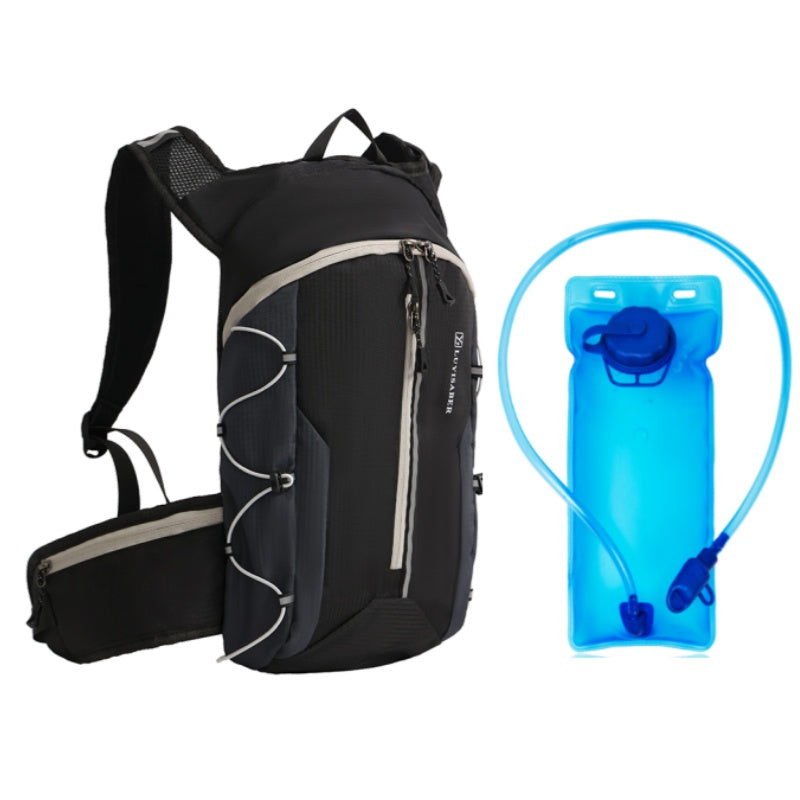 Lightweight Nylon Outdoor Backpack with 2L Hydration Bladder | Running, Hiking, Cycling Gear | Mesh Ventilation Design