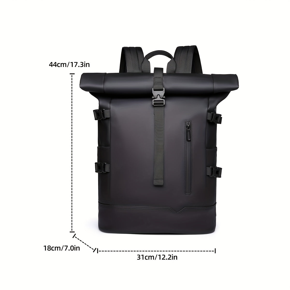 Black Roll-Top Backpack | 2025 Fashion Oxford Commuting Bag | Large Capacity Travel | Unisex