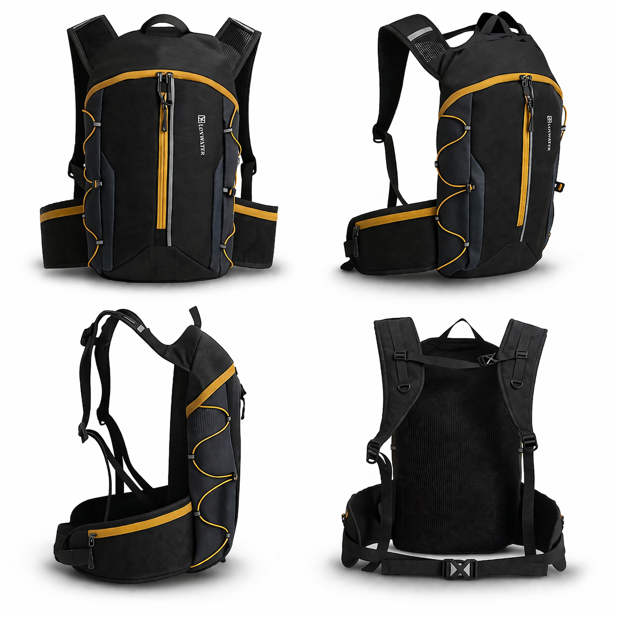 Lightweight Nylon Outdoor Backpack with 2L Hydration Bladder | Running, Hiking, Cycling Gear | Mesh Ventilation Design