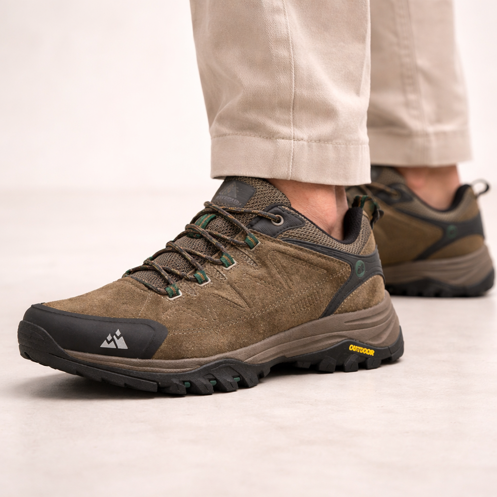 HIKEUP Men's Leather Casual Shoes | Slip Resistant Fashion Sneakers | Designer Brand Winter Outdoor Footwear