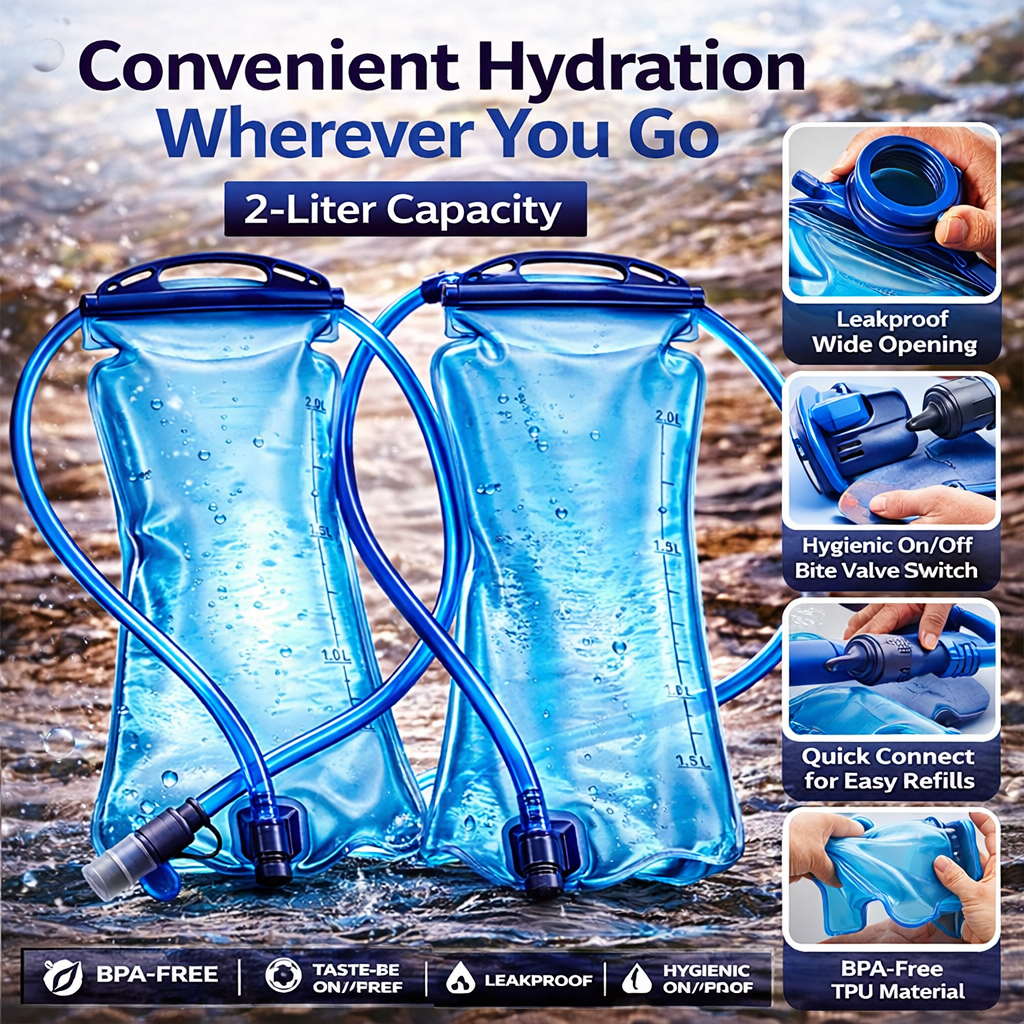Foldable Hydration Bladder TPU | 2L BPA-Free Outdoor Sports Water Bag | Running Camping Flask