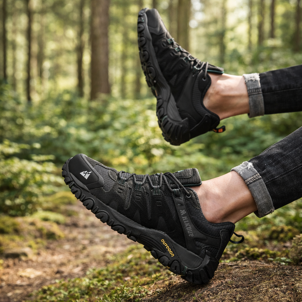 HIKEUP Men's Suede Outdoor Shoes | Durable Trekking Footwear | Tactical Hiking Sneakers | Non-Waterproof