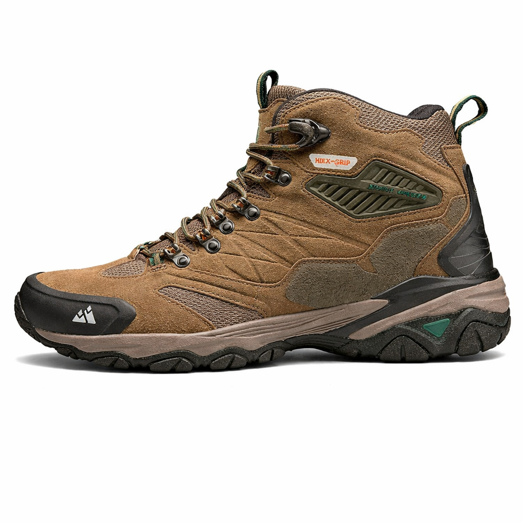 HIKEUP Men's Outdoor Trekking Boots | Suede Combat Shoes | Rainproof Tactical Hiking Footwear | Ankle High