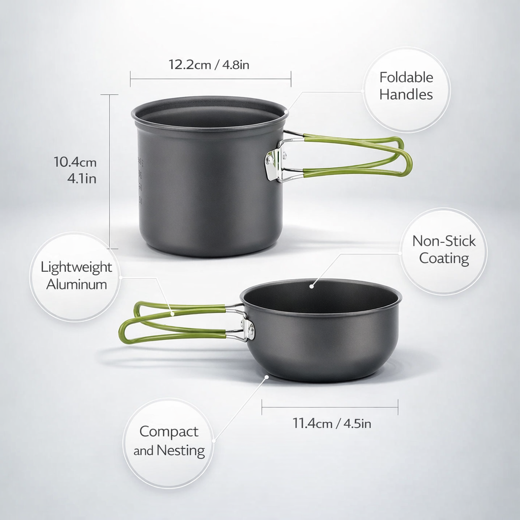 Ultralight Camping Cookware Set | Outdoor Mess Kit for Hiking Trekking Fishing | ZCTYHPGACN