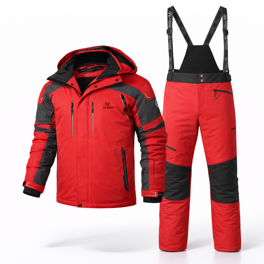 Men's Winter Ski Suit Set | Hooded Waterproof Jacket & Spliced Pants | Warm Outdoor Sportswear for Skiing & Hiking