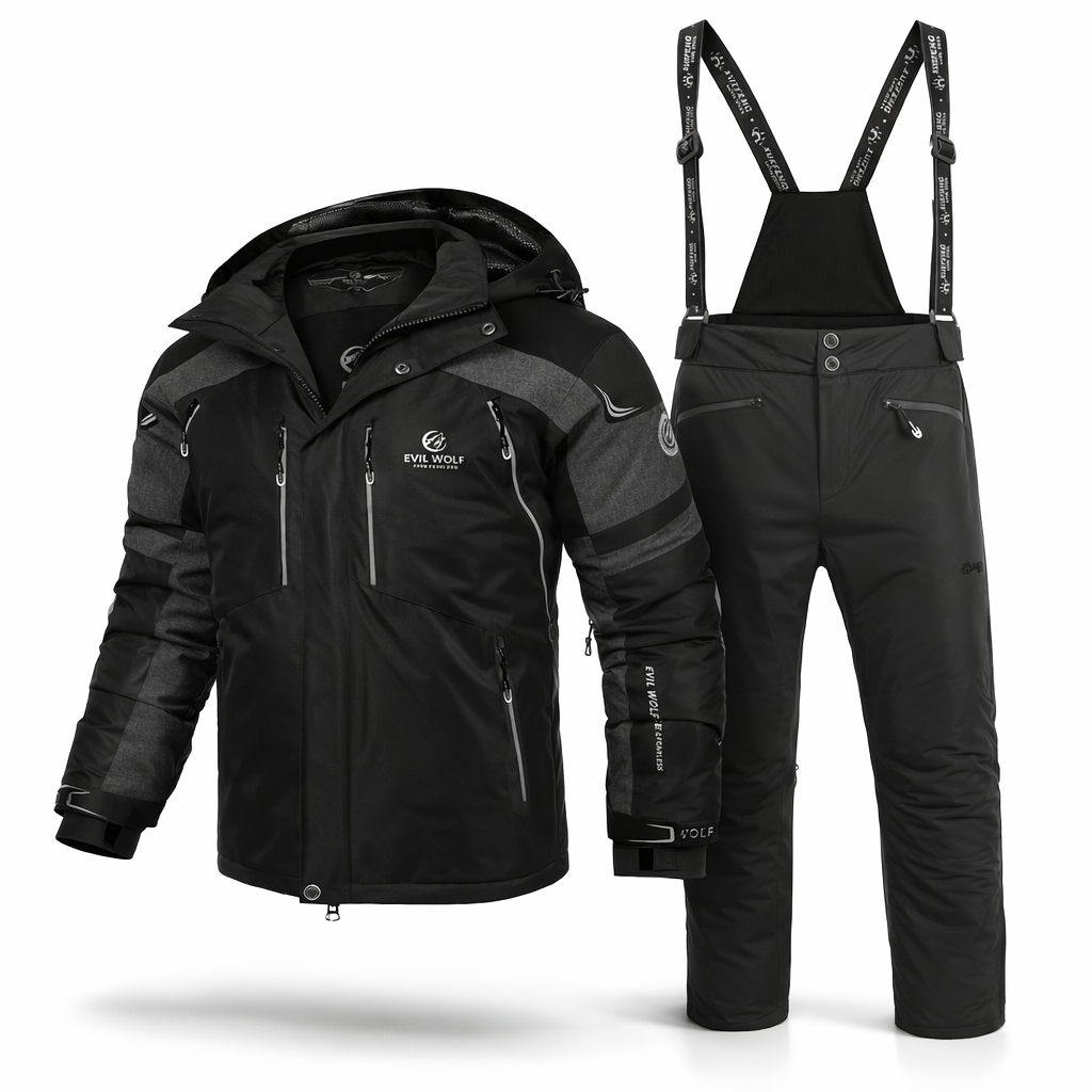 Men's Winter Ski Suit Set | Hooded Waterproof Jacket & Spliced Pants | Warm Outdoor Sportswear for Skiing & Hiking