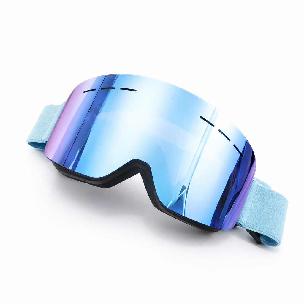 Frameless Snowboarding Goggles | Clip-On Breathable Sponge | Mirrored Lenses | Adults 14+ | Black TPU