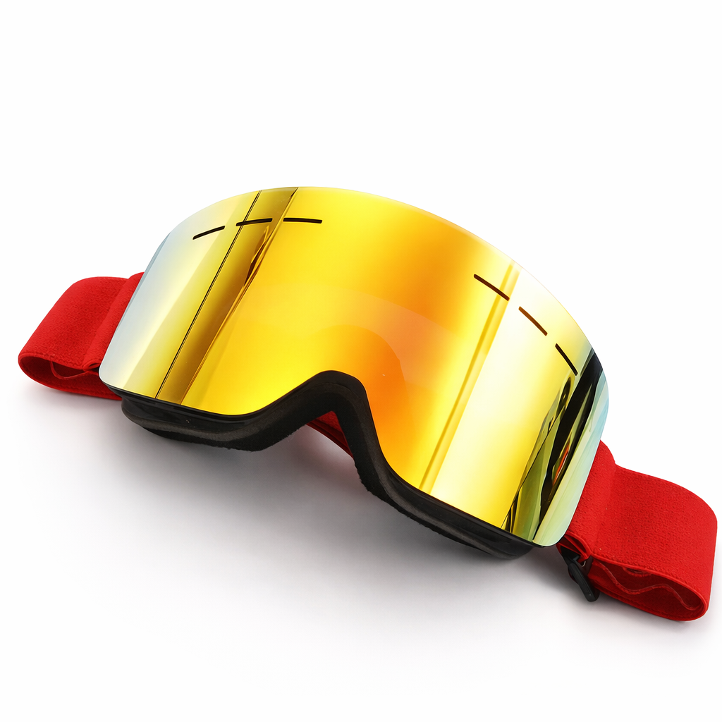 Frameless Snowboarding Goggles | Clip-On Breathable Sponge | Mirrored Lenses | Adults 14+ | Black TPU