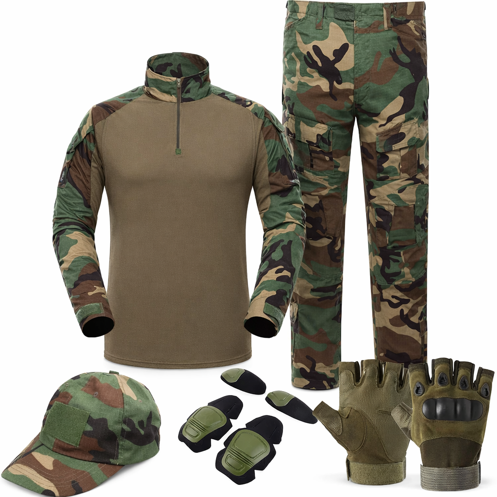 Men's Tactical Camouflage Set | Military Outdoor Paintball Gear | Combat Shirt & Pants | Cotton Polyester Blend