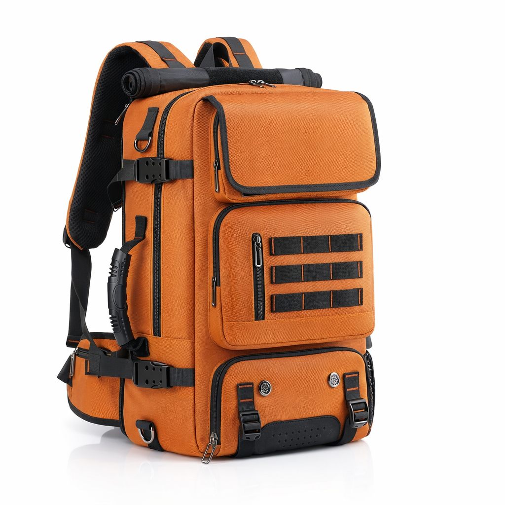 Men's Tactical Backpack | Multifunctional Outdoor Gear | 16-Inch Laptop Slot | Travel & Hiking Bag | Solid Black