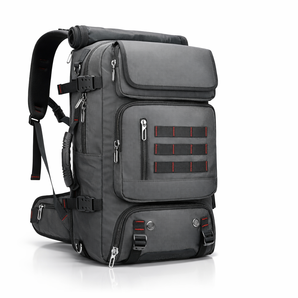 Men's Tactical Backpack | Multifunctional Outdoor Gear | 16-Inch Laptop Slot | Travel & Hiking Bag | Solid Black