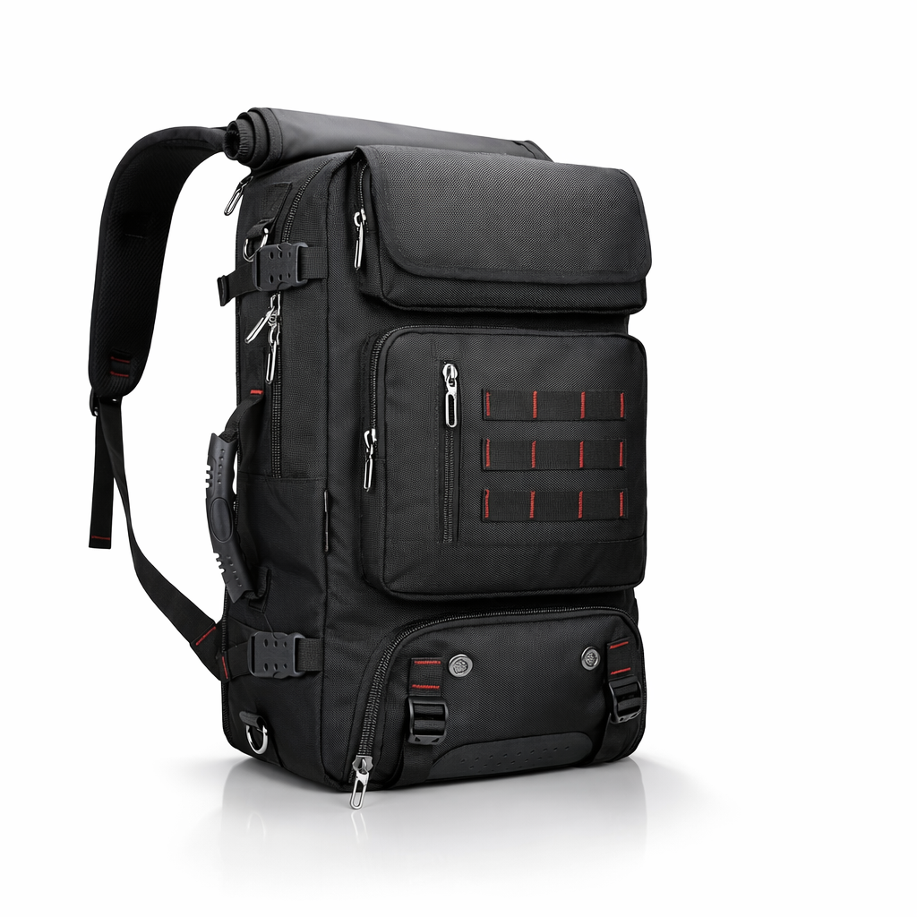Men's Tactical Backpack | Multifunctional Outdoor Gear | 16-Inch Laptop Slot | Travel & Hiking Bag | Solid Black