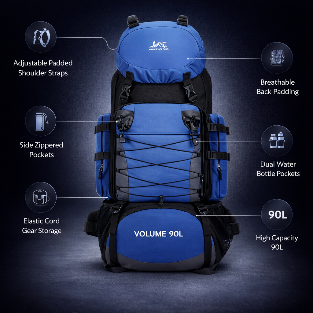 Large-Capacity Travel Backpack | Outdoor Hiking Gear | Universal Soft Shell Polyester | Space Theme | Chest Fit Adjustment