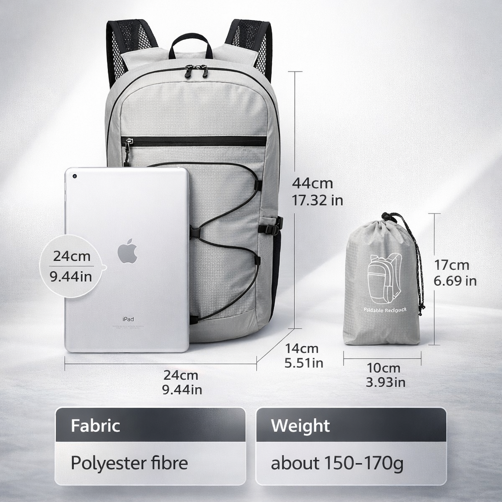 Ultra-Light Foldable Backpack | Compact Sports Travel Bag | Shock-Absorbing Straps | Quick Fold | Orange
