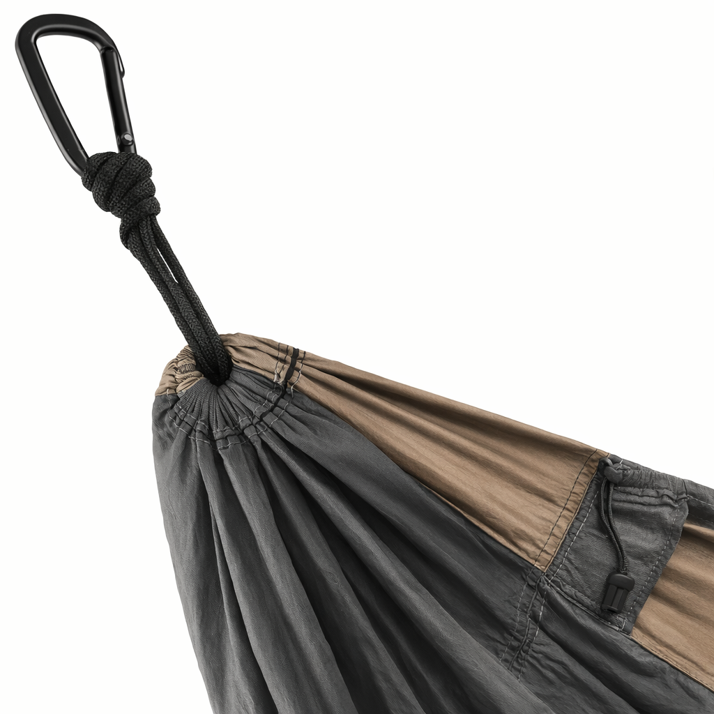 Black/Brown Hammock | Anti-Tip Design | Large Straps | Portable Bag Included | Heavy Duty for Outdoor Camping & Travel