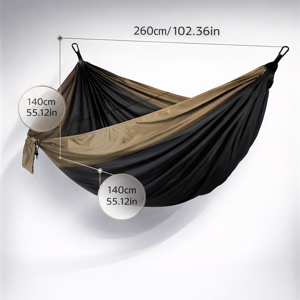 Black/Brown Hammock | Anti-Tip Design | Large Straps | Portable Bag Included | Heavy Duty for Outdoor Camping & Travel