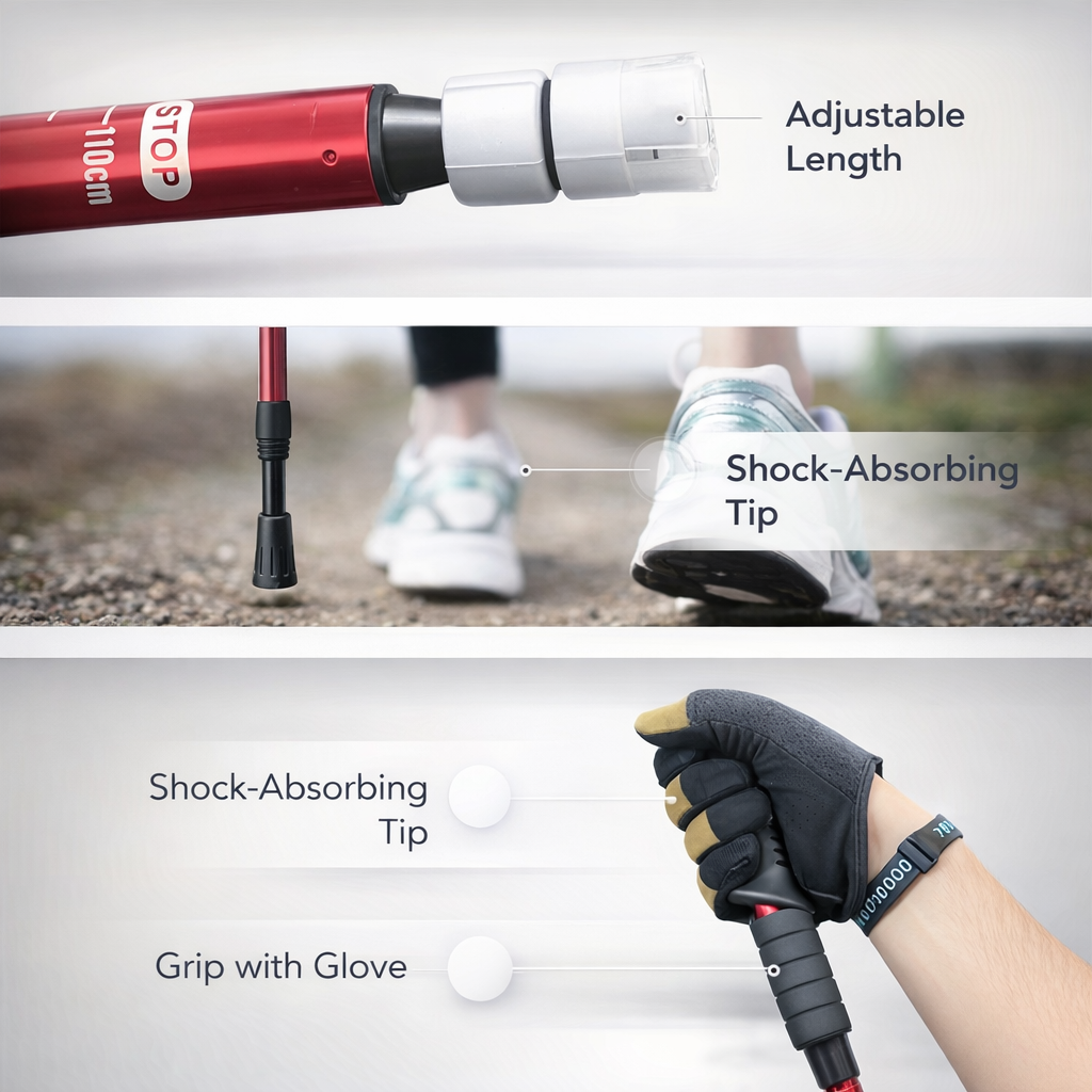 Aluminum Alloy Trekking Pole | Adjustable Height | Anti-Slip Grip | Lightweight Hiking Stick | Lever Lock | Outdoor Essentials