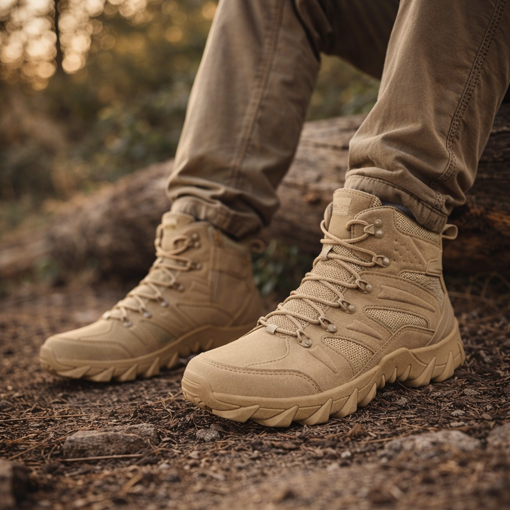 Men's Mid-Top Hiking Boots | Comfortable Outdoor Trekking Shoes | All-Season Lace-Up Footwear