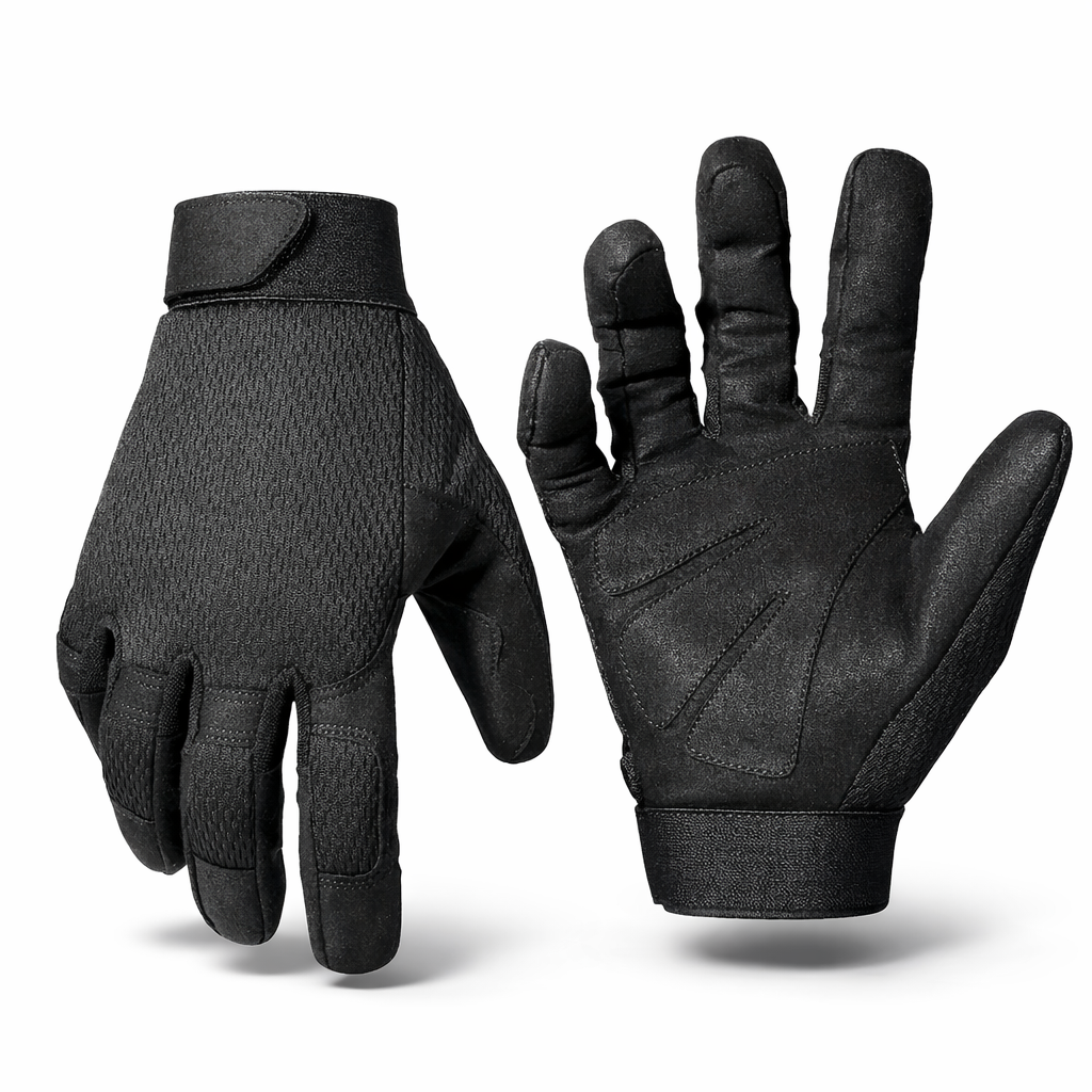 MVPTOO Men's Outdoor Full Finger Gloves | Breathable Nylon Knit | Adjustable Strap | Hiking & Camping