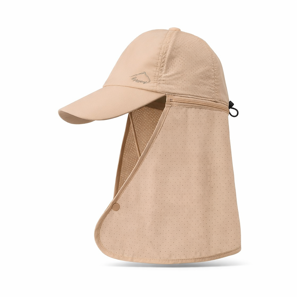 Men's Sun Protection Nylon Cap | Quick-Dry with Neck Shade | Hiking & Fishing Hat | Outdoor Black Headwear