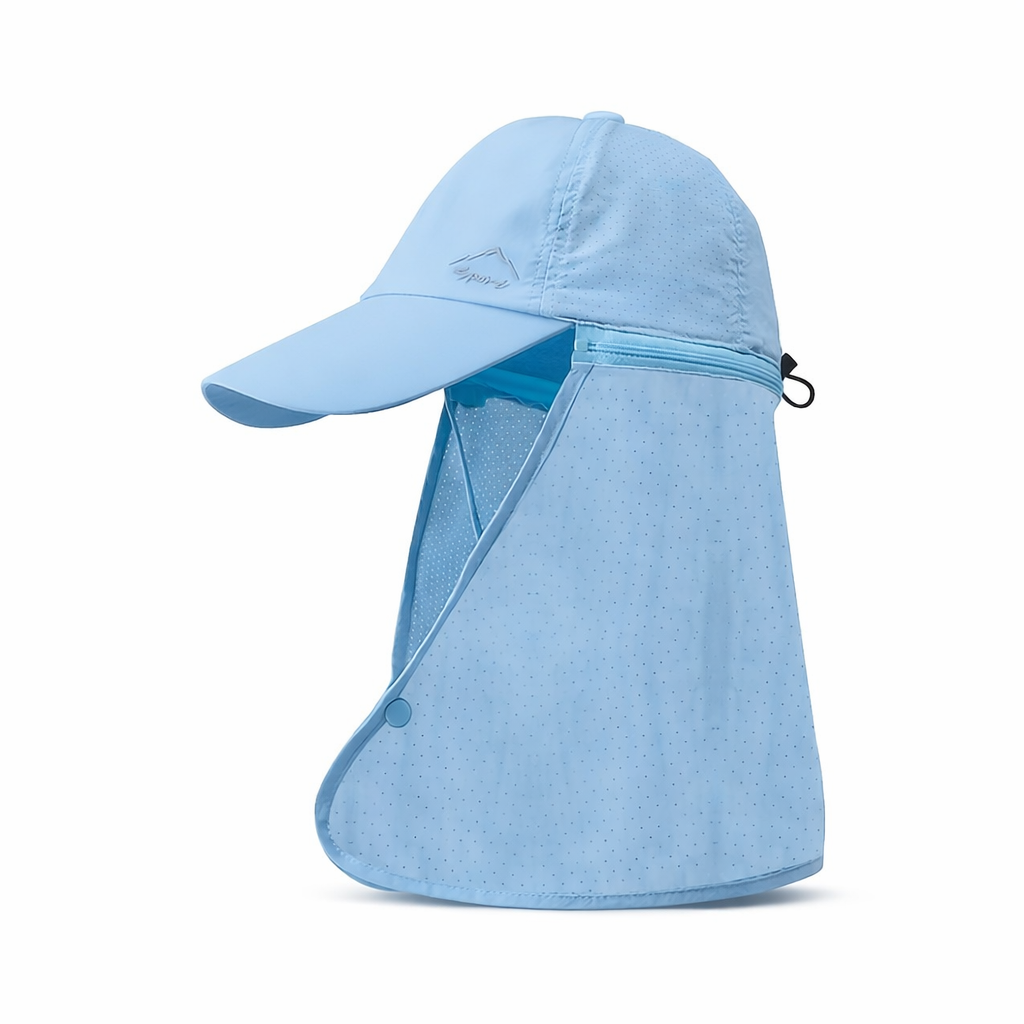 Men's Sun Protection Nylon Cap | Quick-Dry with Neck Shade | Hiking & Fishing Hat | Outdoor Black Headwear
