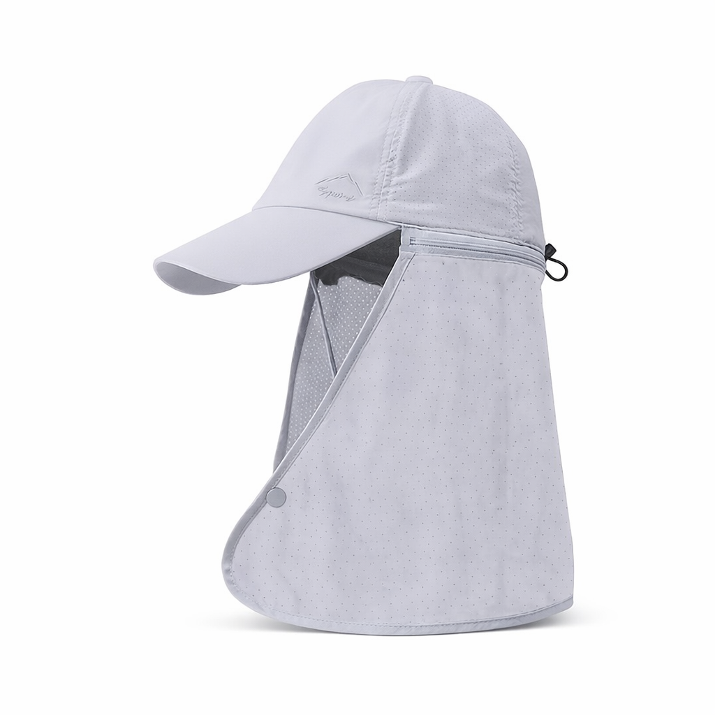 Men's Sun Protection Nylon Cap | Quick-Dry with Neck Shade | Hiking & Fishing Hat | Outdoor Black Headwear