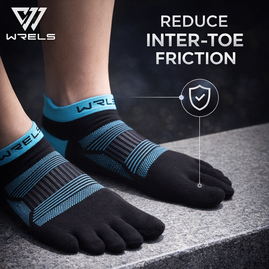 WRELS Breathable Stripe Toe Socks | Non-Slip Athletic Socks for Men & Women | Perfect for Hiking Running | Nylon | All-Season