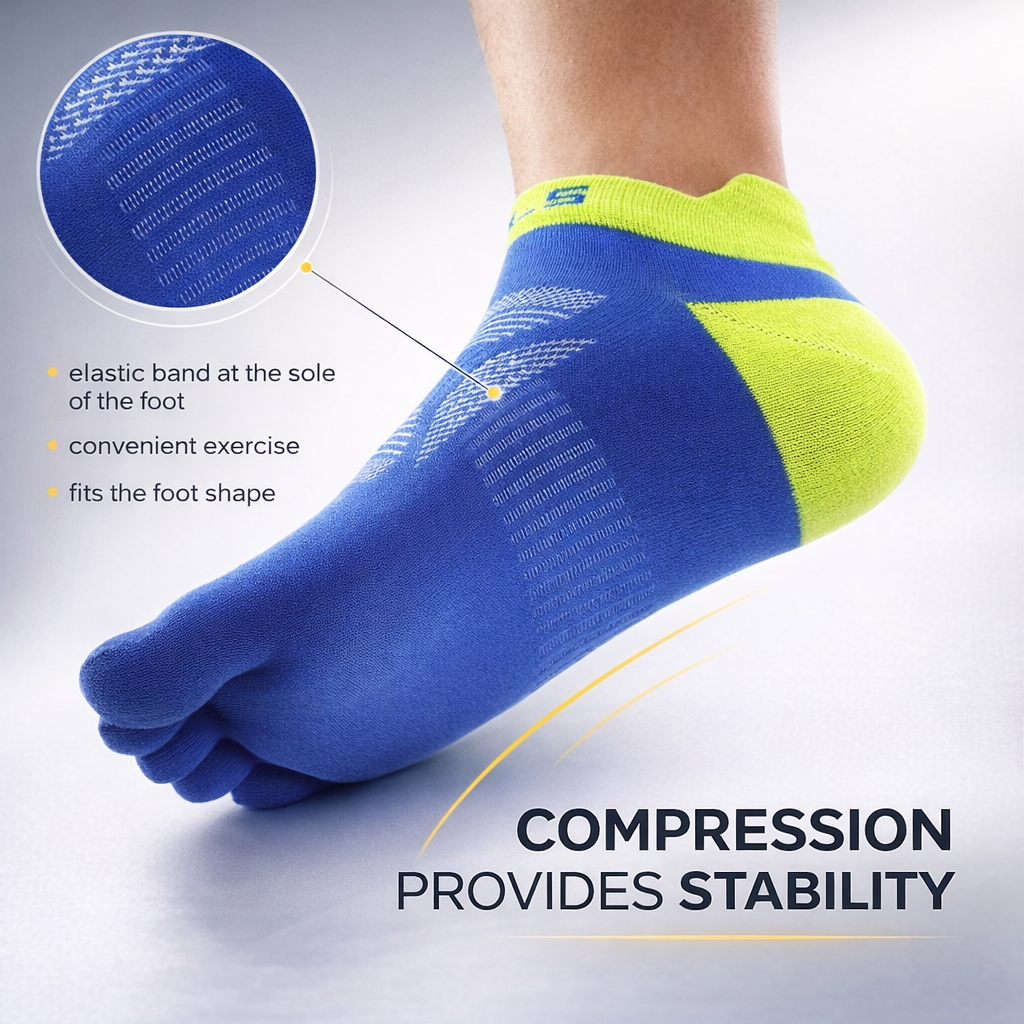 WRELS Breathable Stripe Toe Socks | Non-Slip Athletic Socks for Men & Women | Perfect for Hiking Running | Nylon | All-Season