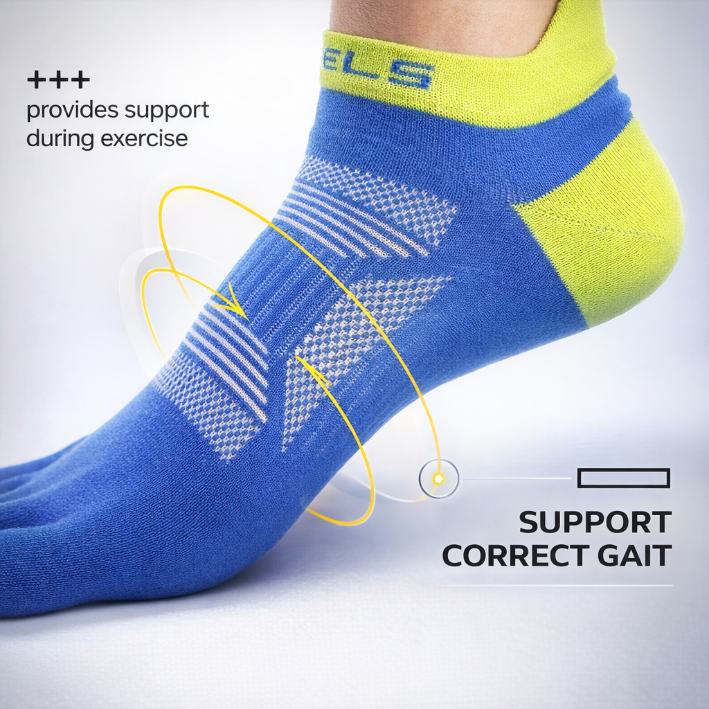 WRELS Breathable Stripe Toe Socks | Non-Slip Athletic Socks for Men & Women | Perfect for Hiking Running | Nylon | All-Season