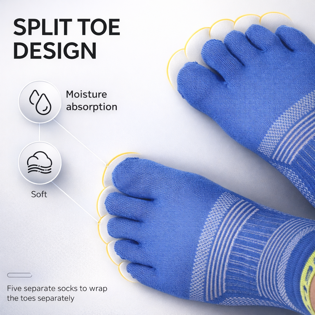 WRELS Breathable Stripe Toe Socks | Non-Slip Athletic Socks for Men & Women | Perfect for Hiking Running | Nylon | All-Season