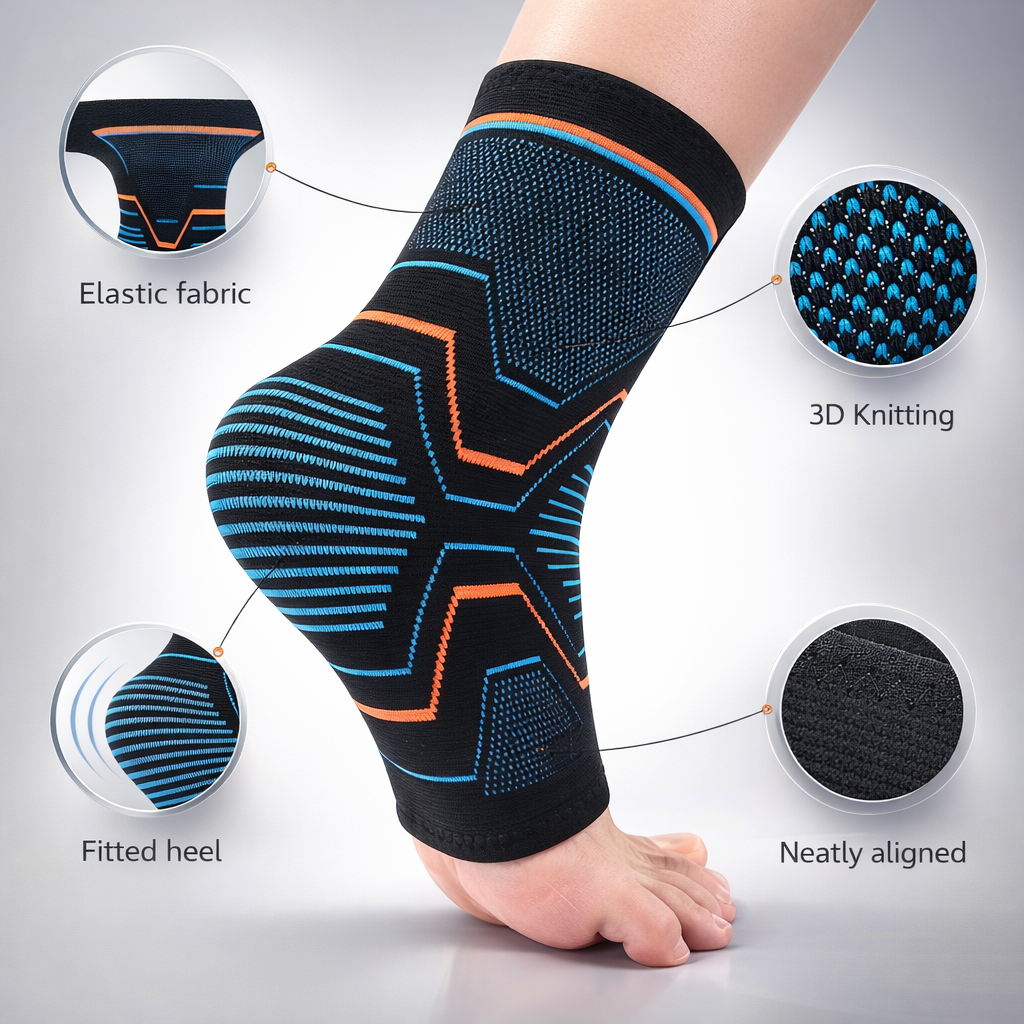 Black Compression Ankle Support | Polyester Absorption | Hiking Fitness Gear | Hand Wash | 1 Piece