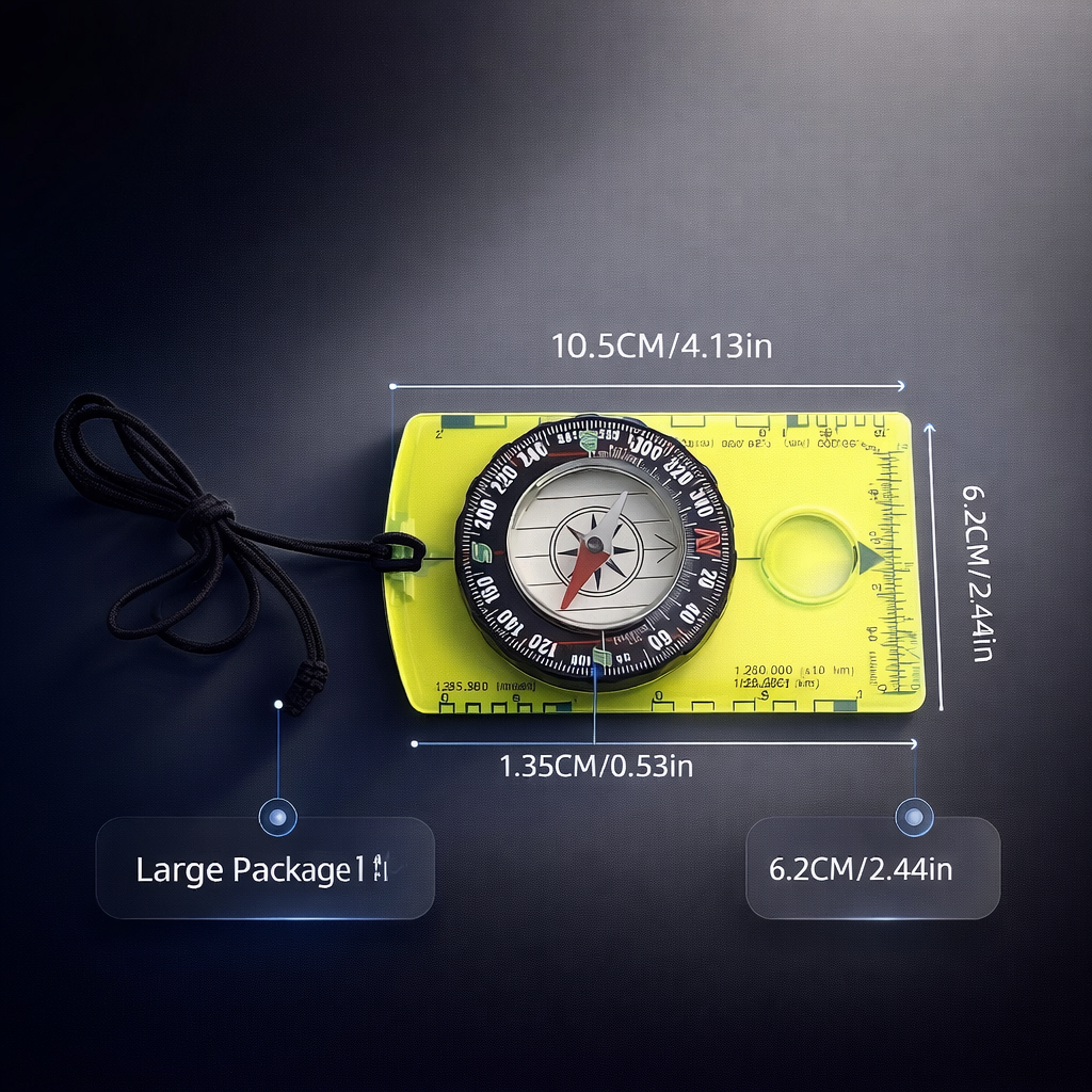 Waterproof Acrylic Compass with Scale | Durable Outdoor Navigation Tool | Camping Hiking Essential