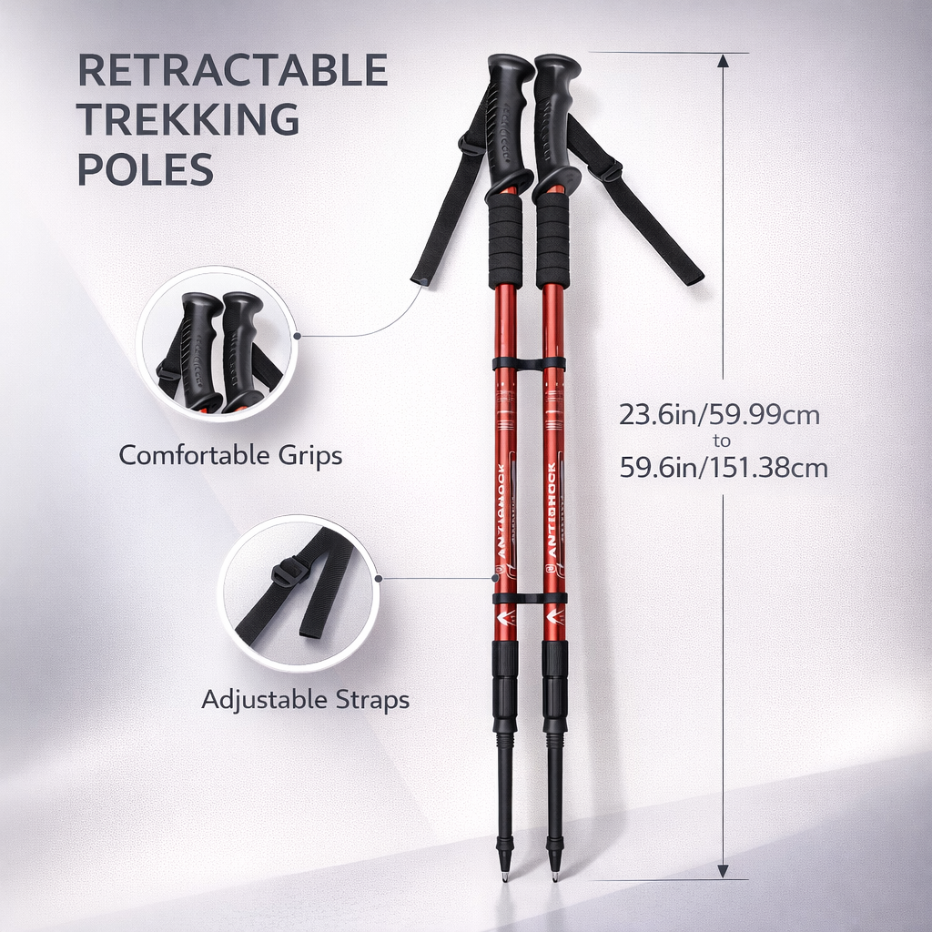 Namkabaw Adjustable Trekking Poles | Aluminum Alloy | Flip Lock | Hiking & Climbing Gear | Outdoor Adventure Essentials