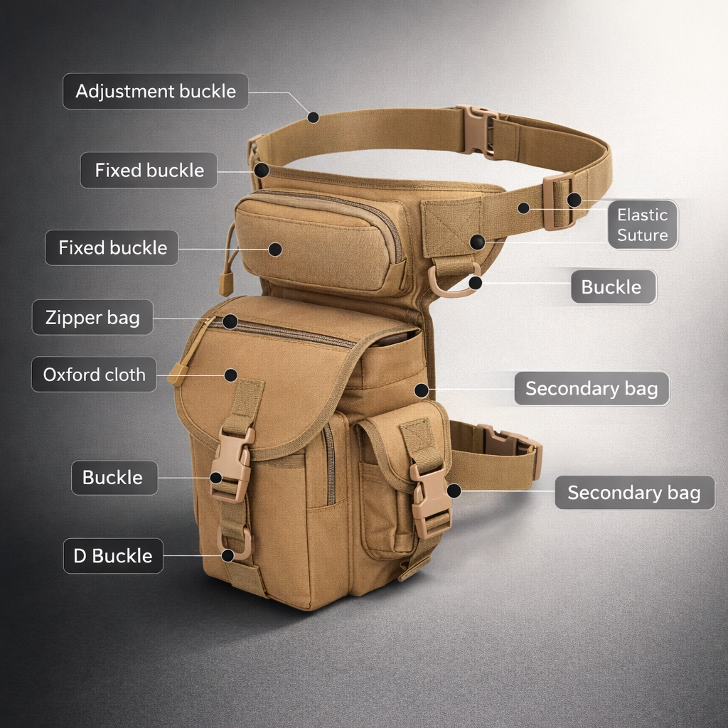 Men's Tactical Nylon Thigh Rig Bag | Drop Leg Pouch for Outdoor Cycling Hiking | Crossbody Waist Pack