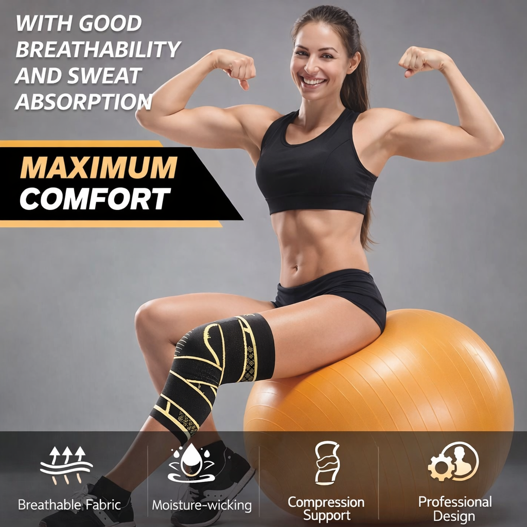 NUOYING Copper Knee Braces 2-Pack | Pain Relief Support for Men & Women | Ideal for Running, Lifting, Work