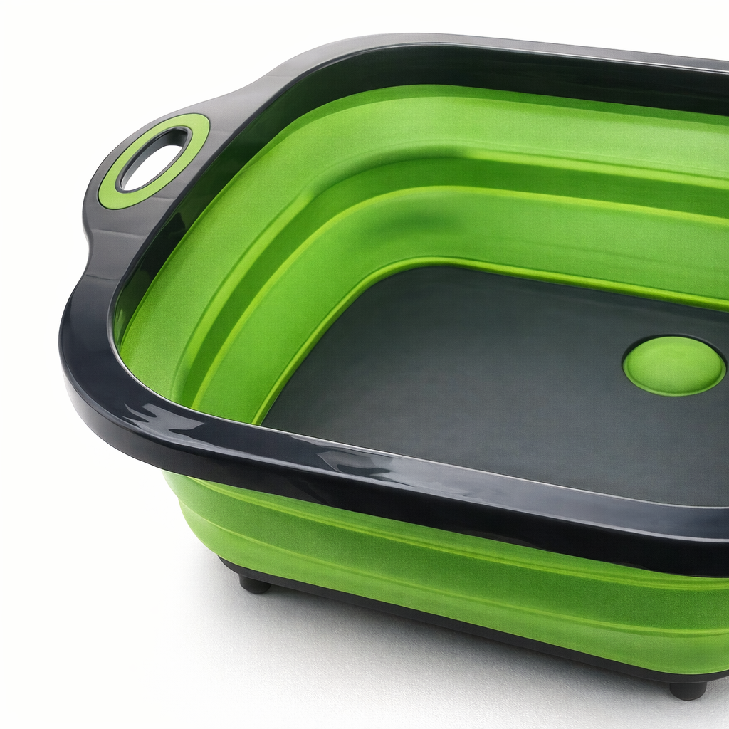 Portable Collapsible Basin with Integrated Sink | Space-Saving Design | Ideal for Camping, Travel, Home | Durable Plastic Construction