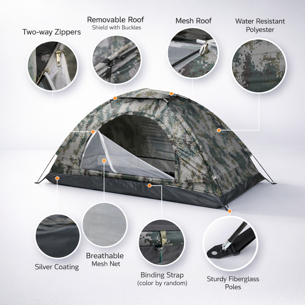 Ultralight Portable Outdoor Tent | Anti-UV Coating UPF 30+ | Single Layer | Beach Fishing Camping | 600D Oxford Fabric