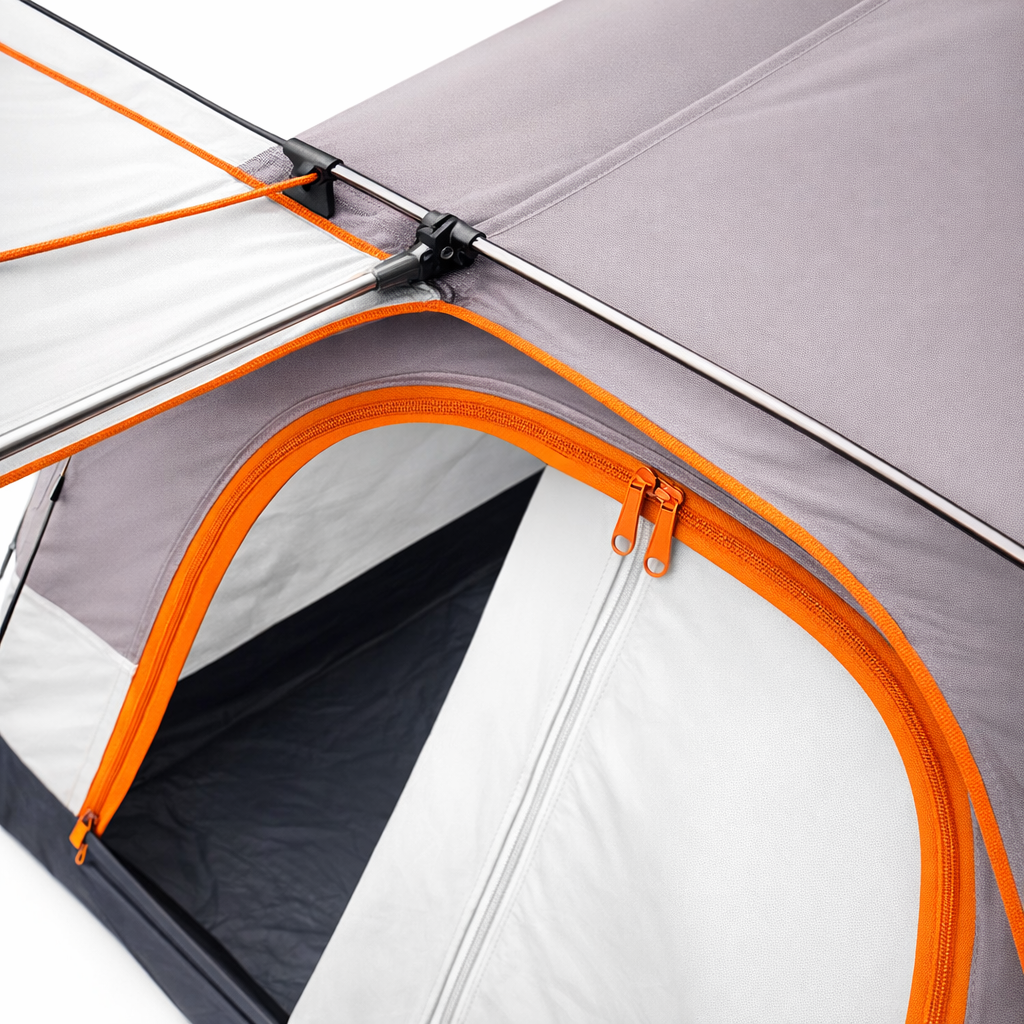 Family Camping Tent | 2-4 People | Sunshade | Waterproof PU Coating | Vestibule | Mosquito Net | Ventilated | 3 Doors | Portable