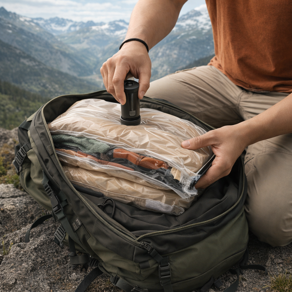 Space-Saving Vacuum Storage Bags | Travel Compression Seal Bags | Eco-Friendly Folding Design | Camping Essentials