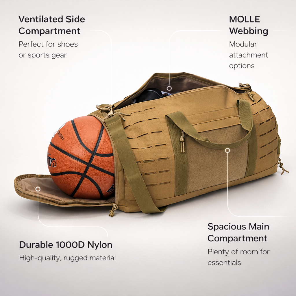 ReFire Gear Tactical Gym Bag | 40L Water-Resistant Travel Duffel | Unisex Polyester Sports Bag with Shoe Compartment