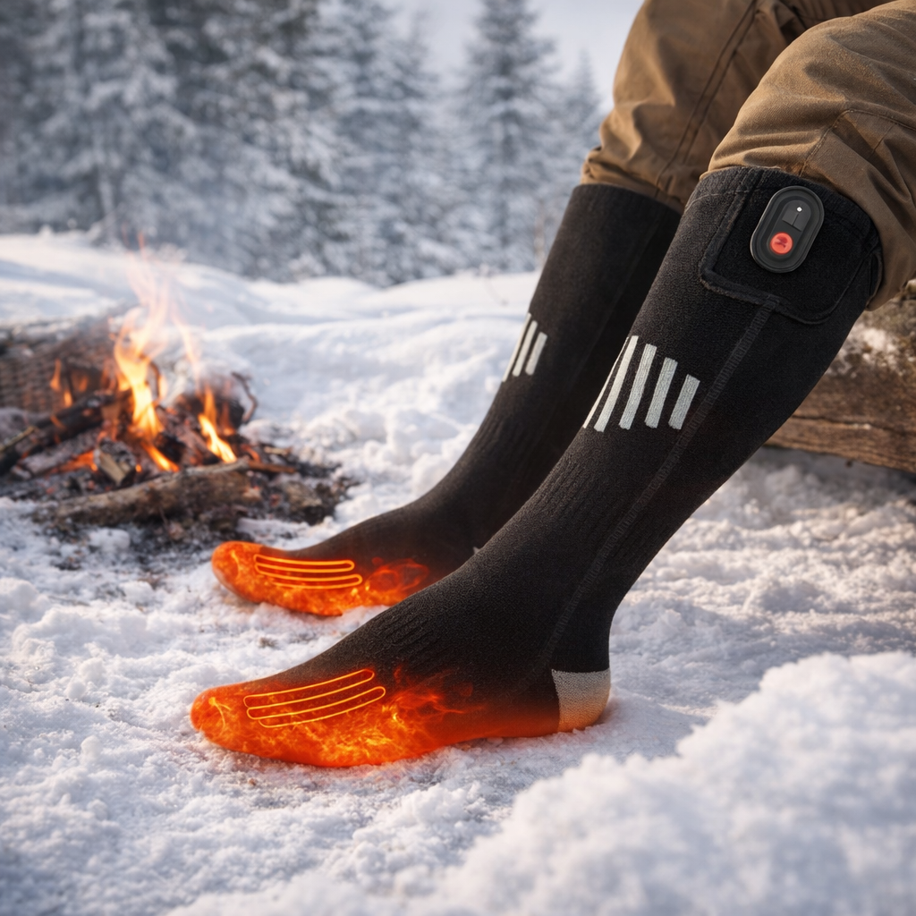 NUOYING Heated Socks | 5000mAh USB Rechargeable | Winter Warmth for Outdoor Sports | 3 Gear Settings | Cotton Material | Ideal for Skiing