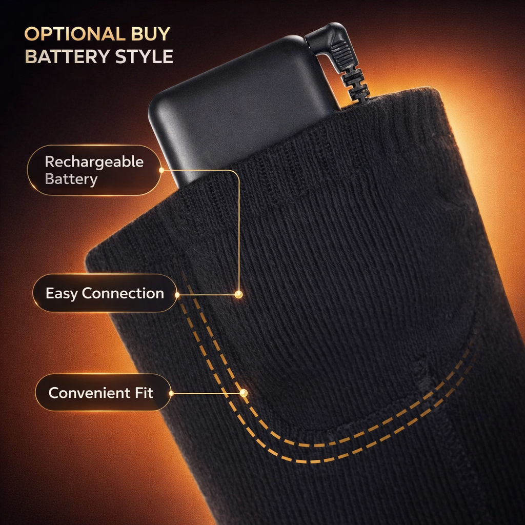 NUOYING Heated Socks | 5000mAh USB Rechargeable | Winter Warmth for Outdoor Sports | 3 Gear Settings | Cotton Material | Ideal for Skiing