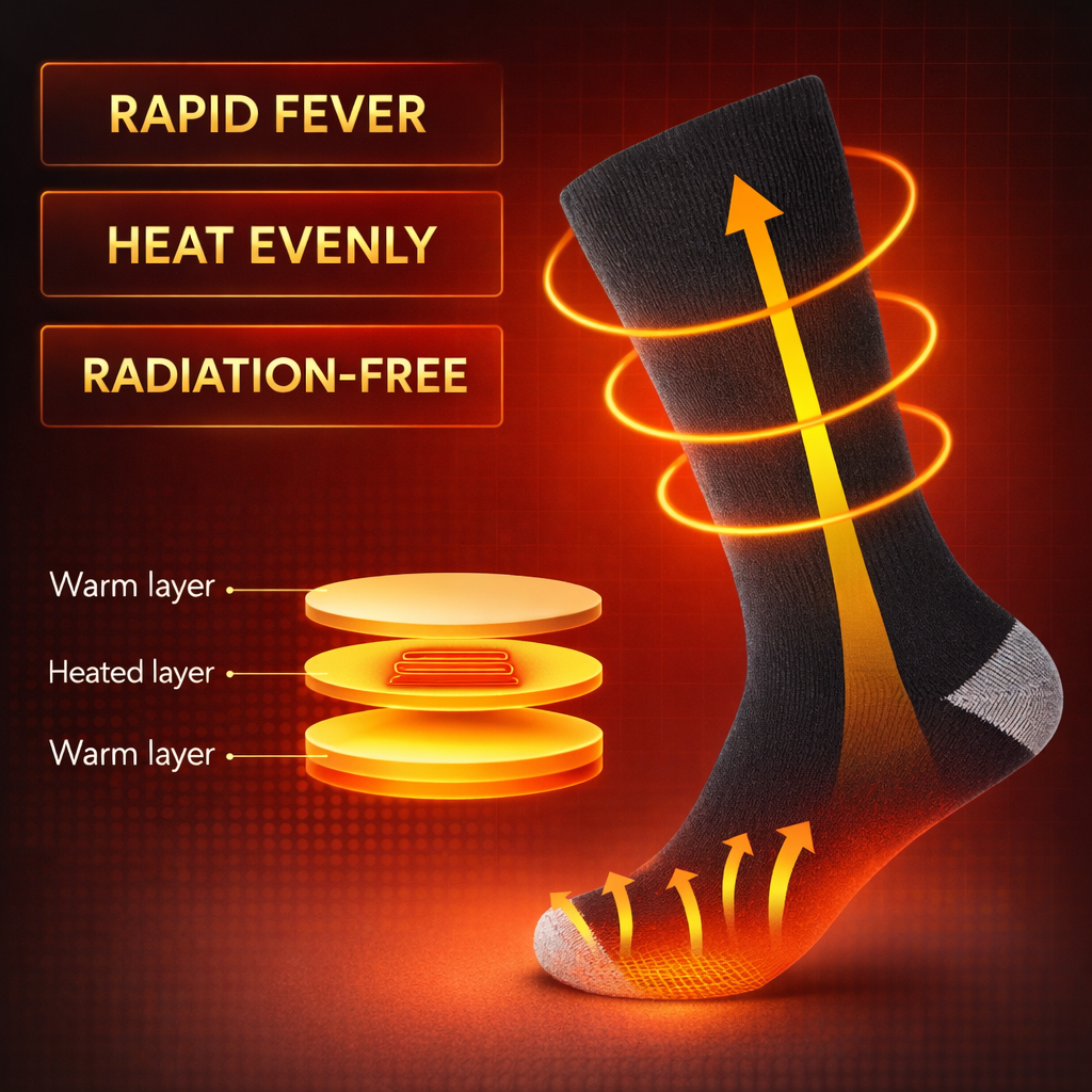 NUOYING Heated Socks | 5000mAh USB Rechargeable | Winter Warmth for Outdoor Sports | 3 Gear Settings | Cotton Material | Ideal for Skiing