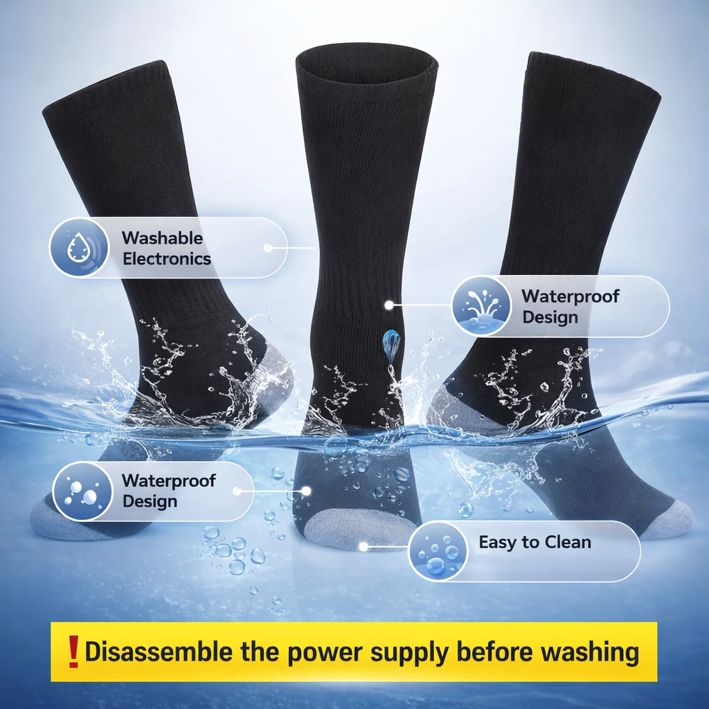 NUOYING Heated Socks | 5000mAh USB Rechargeable | Winter Warmth for Outdoor Sports | 3 Gear Settings | Cotton Material | Ideal for Skiing