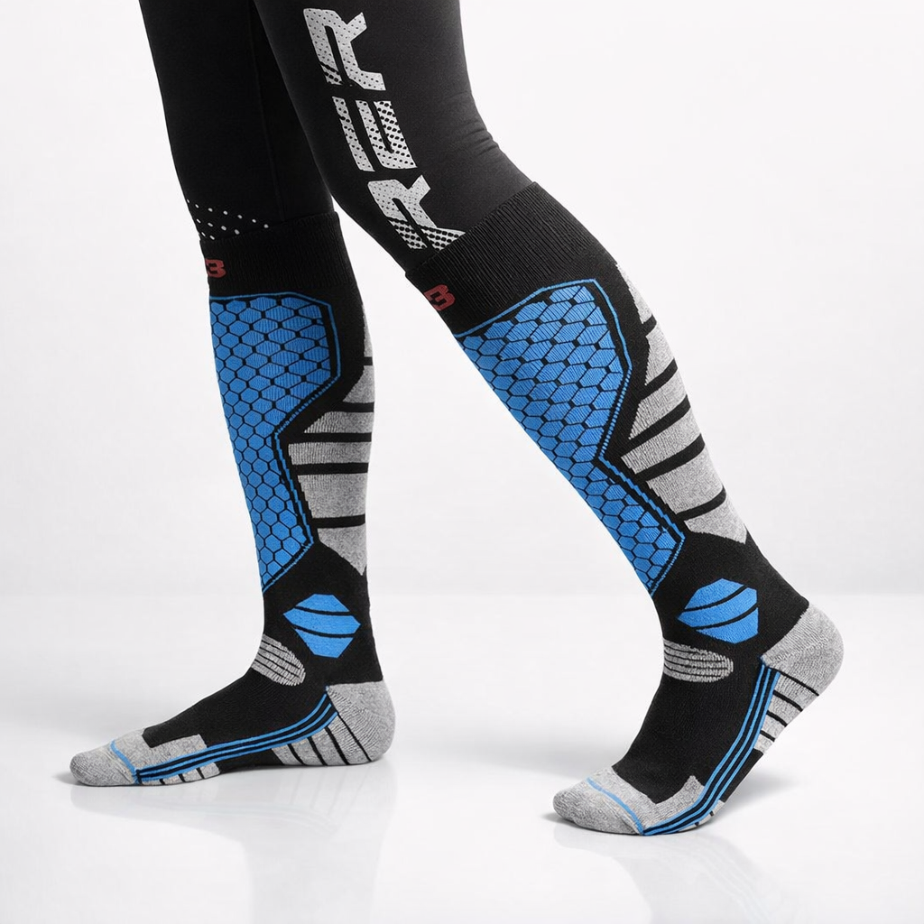 3 Pairs Knee-High Thermal Socks for Men | Winter Sports | Striped Pattern | Machine Washable | Warm & Breathable | Outdoor Hiking & Skiing