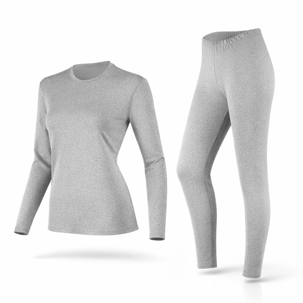 Women's Thermal Fleece Base Layer Set | Warm Autumn Winter Underwear | Solid Knit Top & Leggings | Polyester | Hand Wash