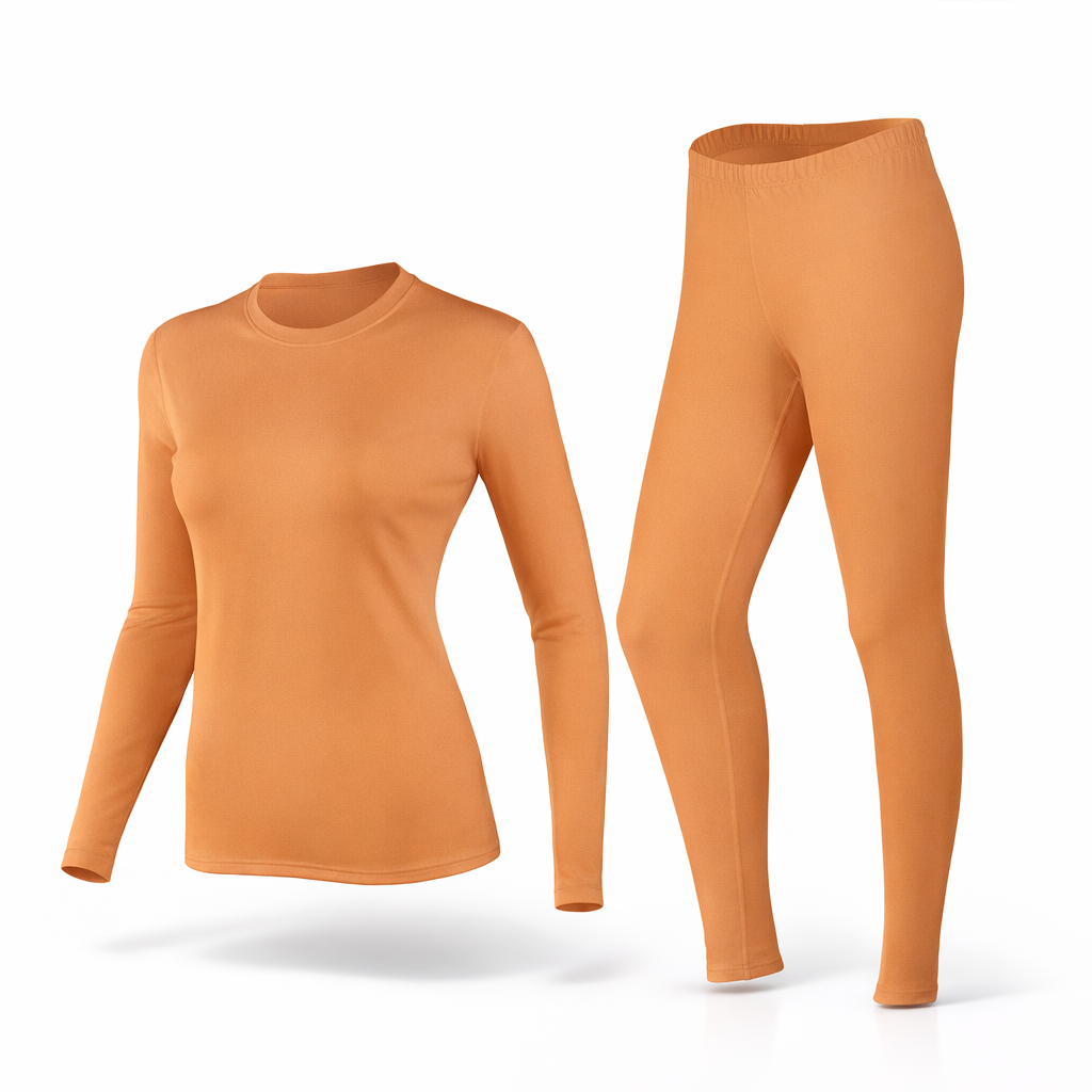 Women's Thermal Fleece Base Layer Set | Warm Autumn Winter Underwear | Solid Knit Top & Leggings | Polyester | Hand Wash